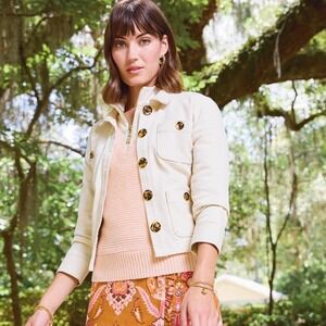 Utility Jacket -Sand Button Front Cropped- Size XS -Spartina 449 - NWT
